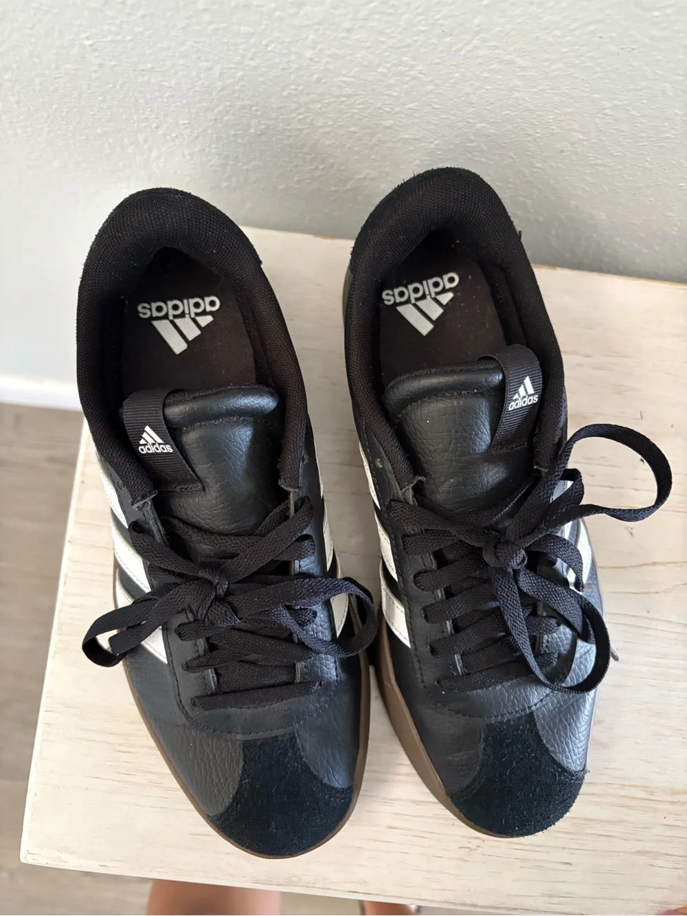 adidas Black & White Low-Top Sneakers with Gum Sole